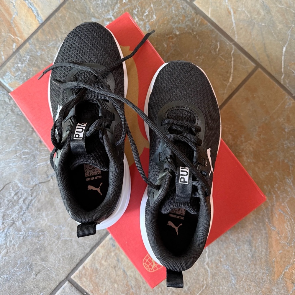 Puma Black and White Lightweight Knit Trainers